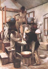 Gipsabguss der nackten Wahrheit (Gemälde von Èdouard J. Dantan, 1887)
